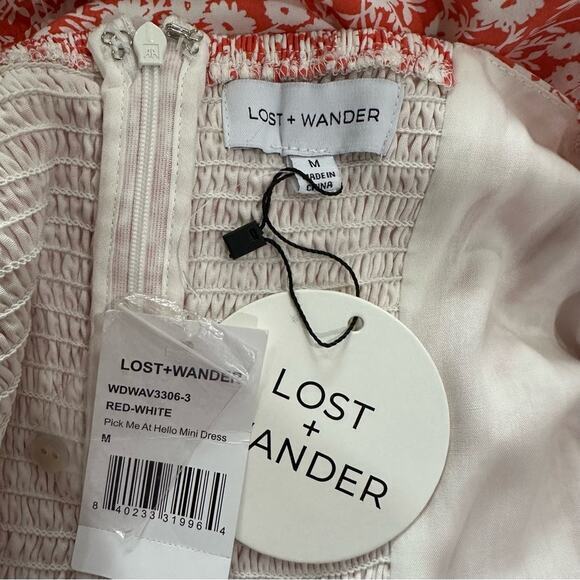 Lost + Wander Floral Madison Mini Dress Coral Medium New - Picture 12 of 16